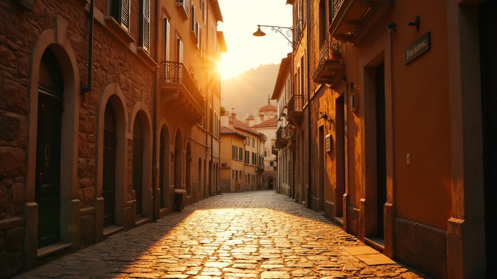 Città Alta di Bergamo al tramonto