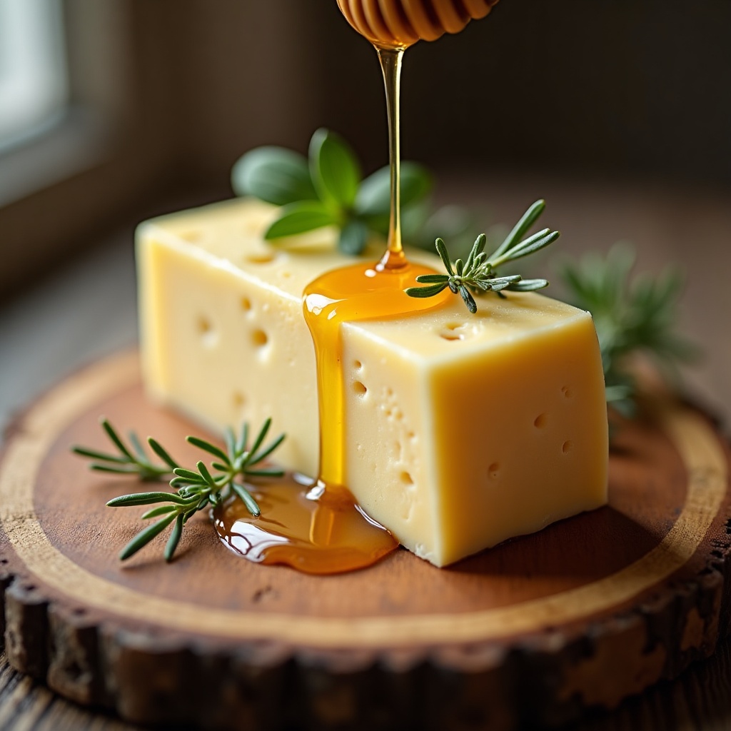 Dettaglio di formaggio con miele