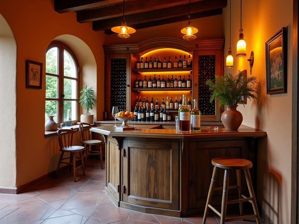 Angolo Wine Bar dell'Hotel Il Borghetto con bottiglie di vino su mensole in legno