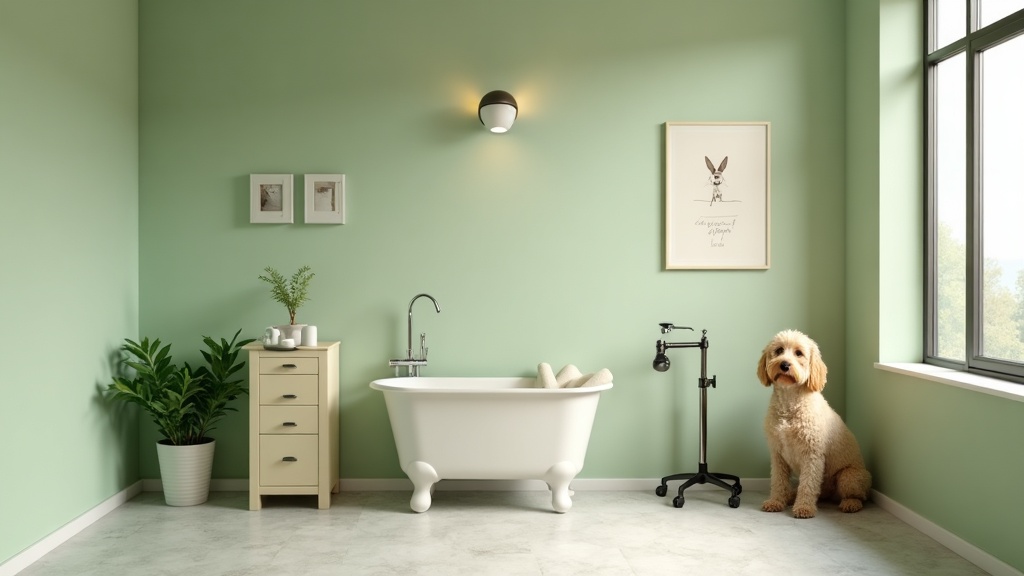 Interno del salone di toelettatura, ambiente pulito e curato