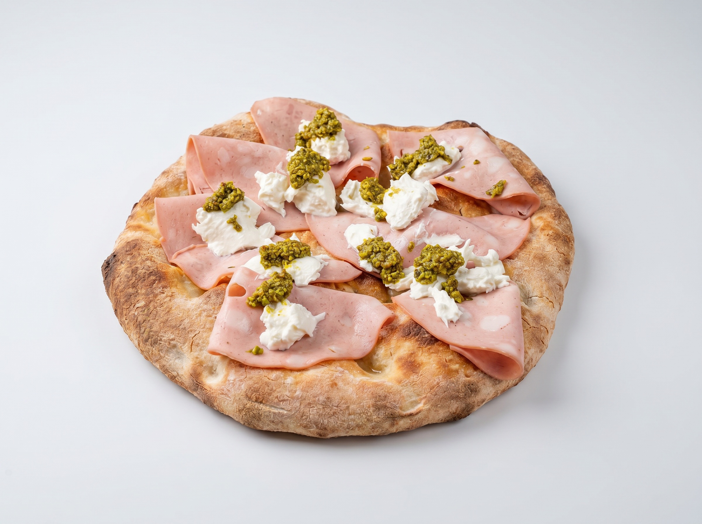 Scrocchiarella N.1 monoporzione: mortadella, burrata e pesto di pistacchio