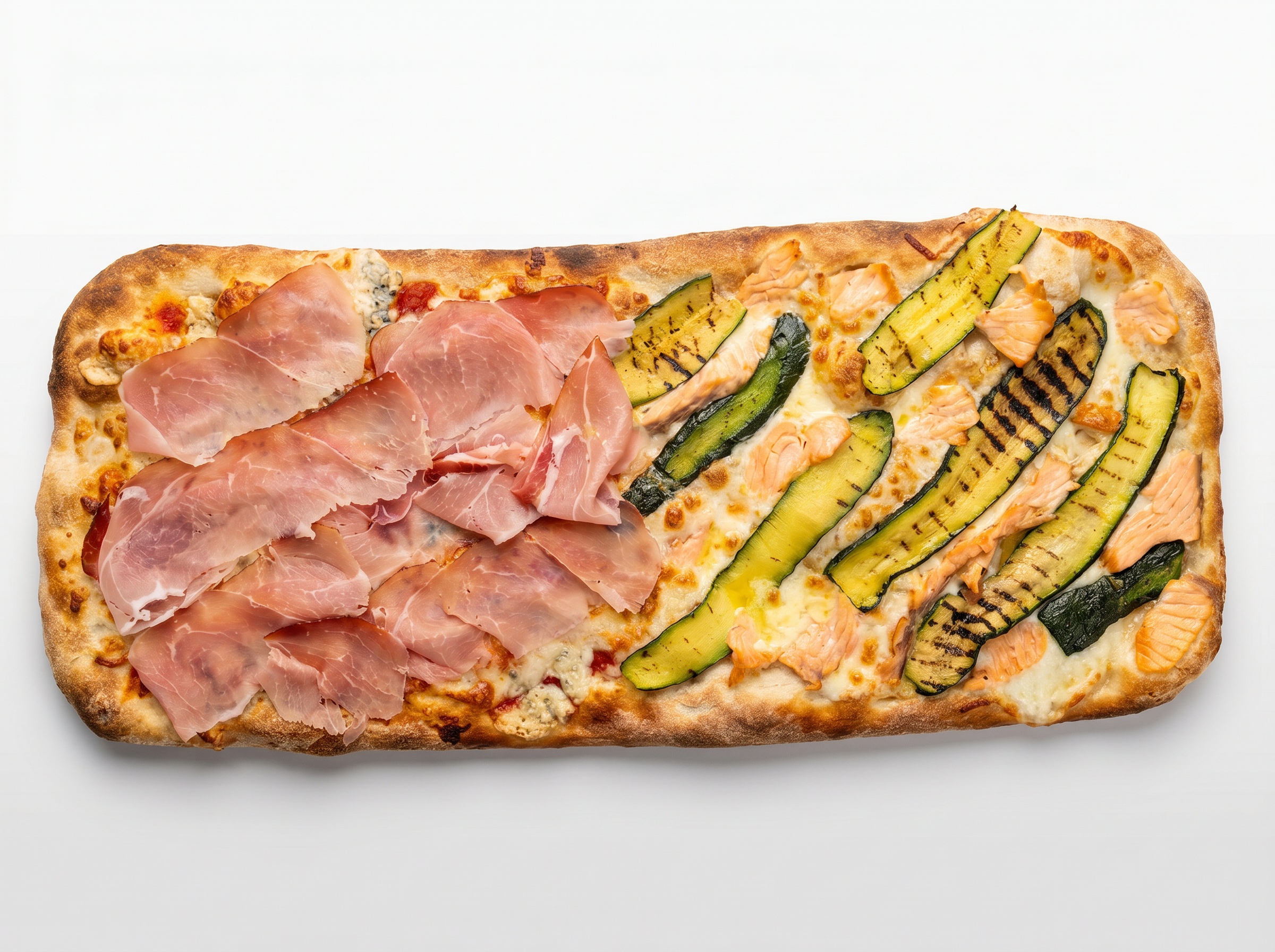 Pizza con salmone e zucchine
