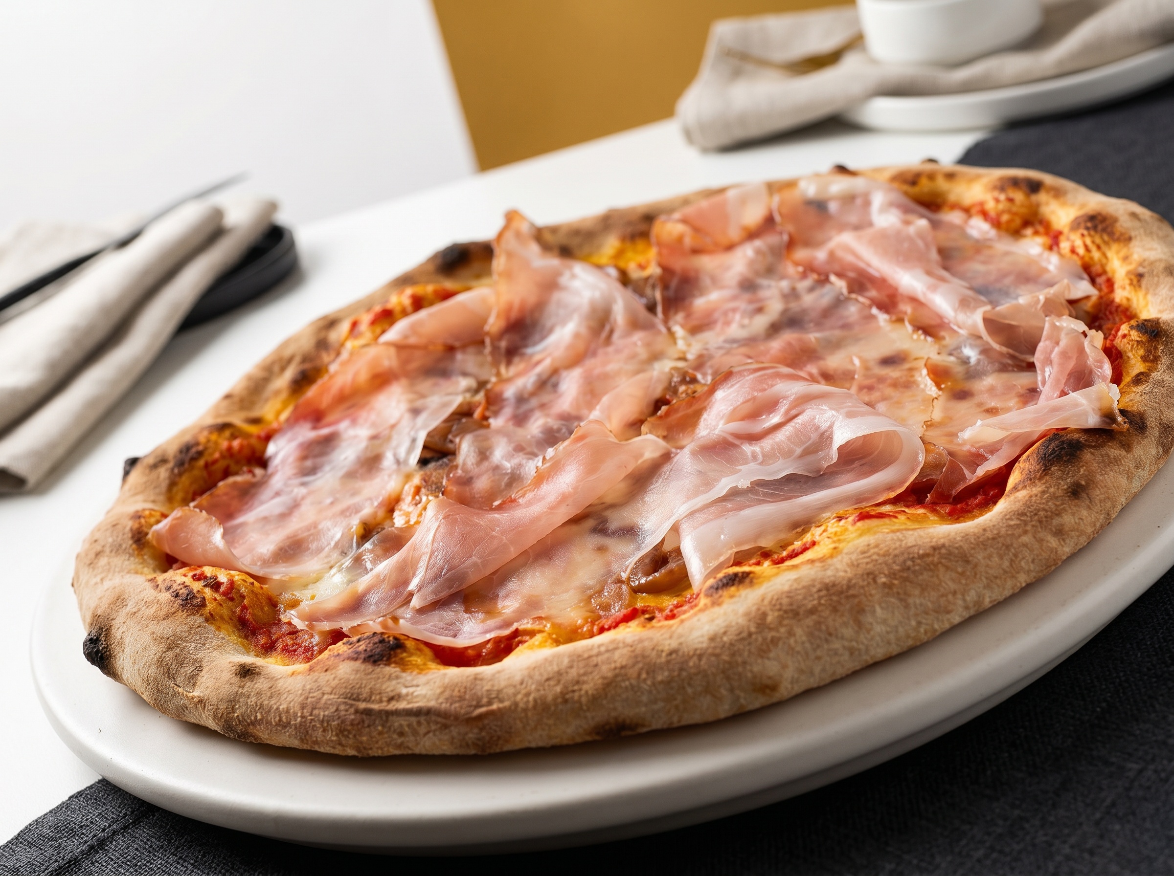 Pizza N. 2 con cipolle caramellate, scamorza e speck